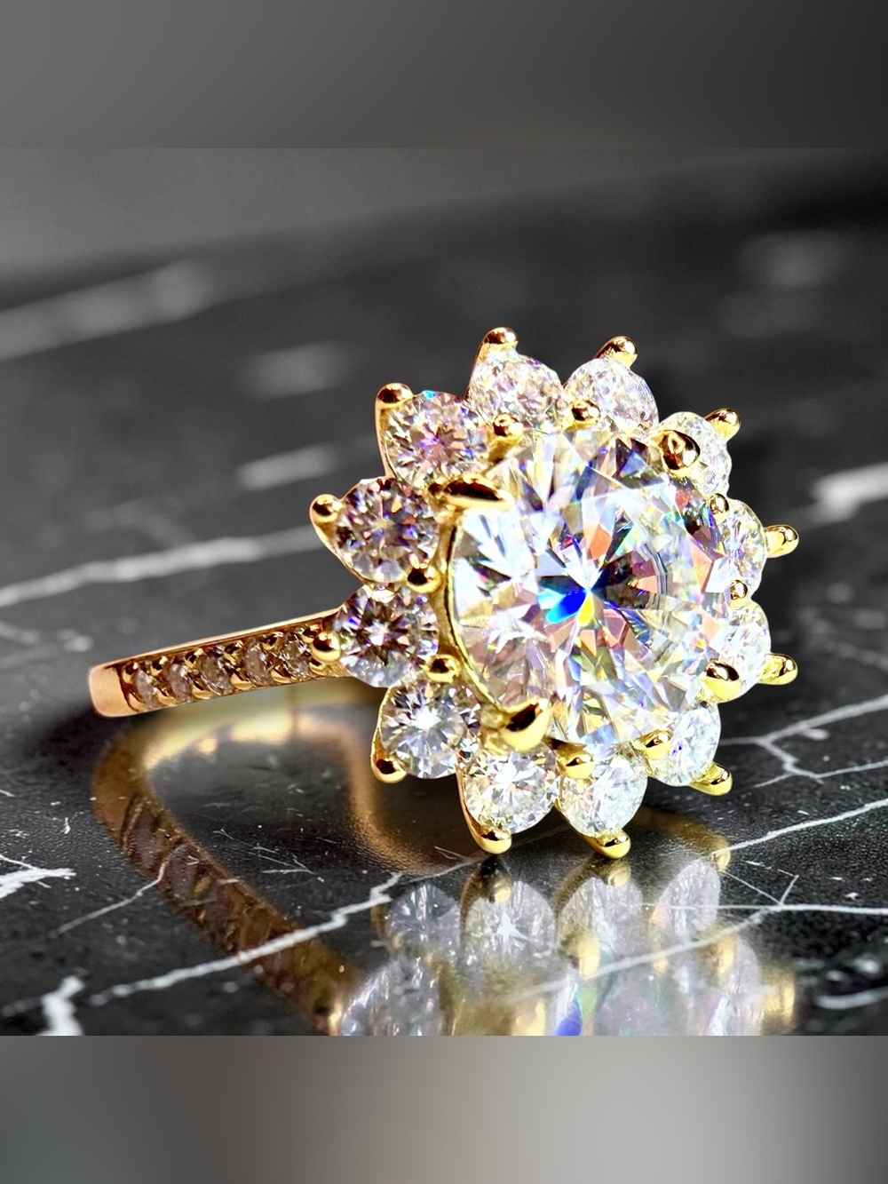 2 ct Floral Halo Moissanite Ring • Size 6 • Custom US Vendor • NWOT - Picture 4 of 14